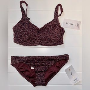NWT ATHLETA Chocolate Floral Bikini